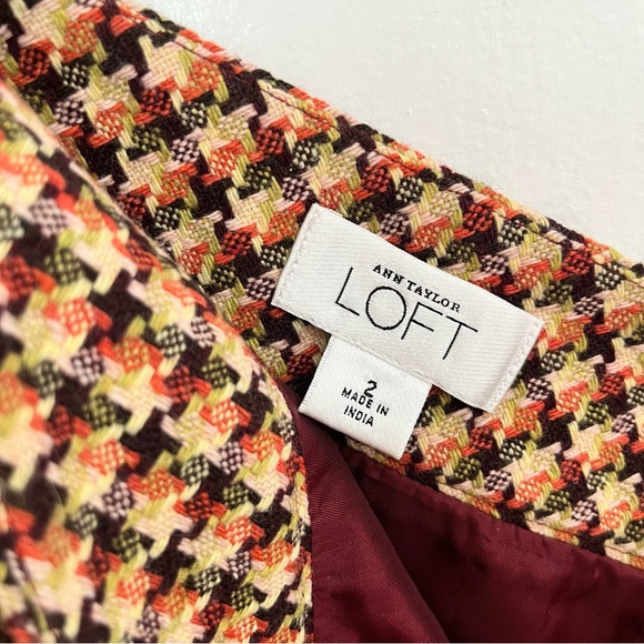 LOFT Brown and White A-Line Mini Skirt Casual - Picture 5 of 6